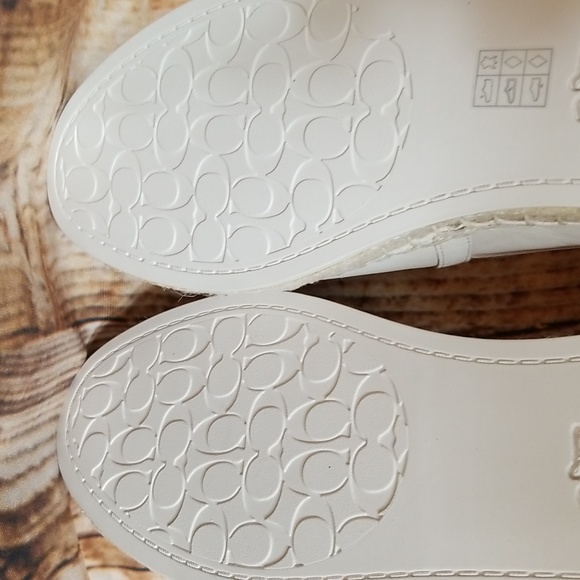 New Coach Charlie Espadrille Women 9.5 B Chalk Leather Embossed Leatherware NIB - Picture 12 of 15